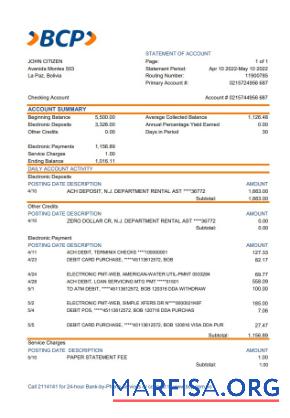 Realistic Bolivia banco de crédito de bolivia statement excel download for verification